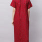 Sukanya Comfortable Women's Full Length Cotton Blend Half Sleeves Nighty, Soft and Elegant Print Sleepwear