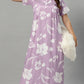 Sukanya Women's Floral Print Lounge Wear Gown -  Poly Cotton, Regular Fit, Half Sleeves, Round Neck, Light Purple, Light Green & Sky Blue