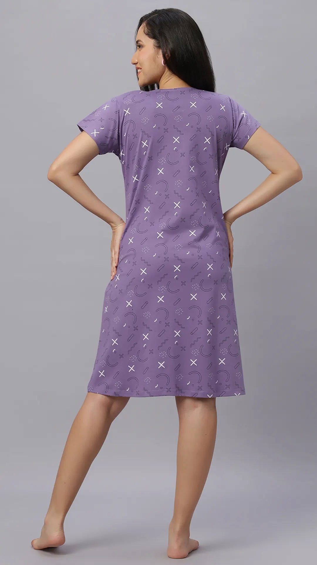 Sukanya Women's  Lounge Wear  Seprate Top  - Purple , Looper Lycra, Regular Fit, Ideal For Women's, Lounge Wear, Half Sleeve, Round Neck