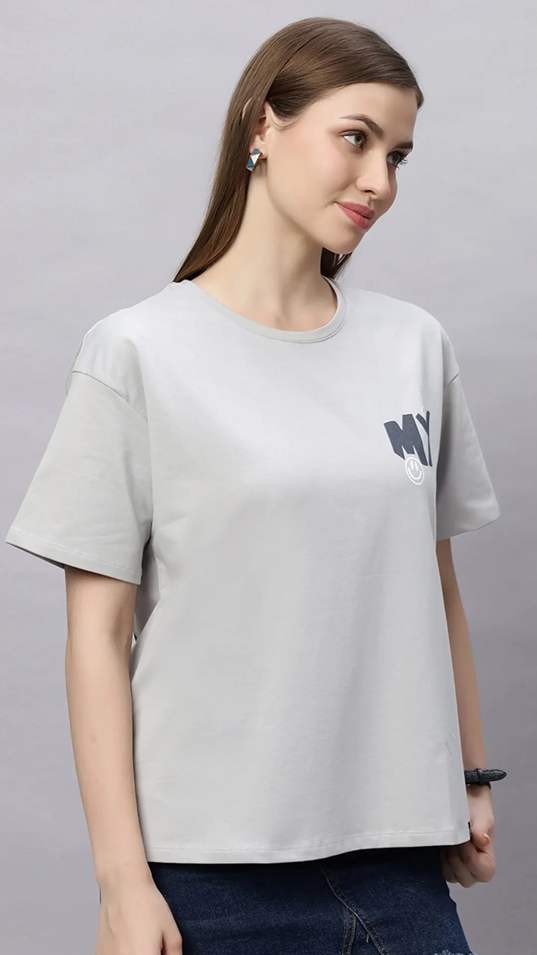 Lunica Women's  Lounge Wear  Seprate Top  - Grey , Looper Lycra, Regular Fit, Ideal For Women's, Lounge Wear, Half Sleeve, Round Neck