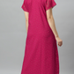 Sukanya Women's Embroidered Poly Cotton Lounge Wear Gown -  Regular Fit, Ideal For Women's, Lounge Wear, Half Sleeves, Round Neck