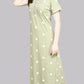 Sukanya  Women's Printed Sinker Nightsuit Set | Full Nighty Lounge Wear Nightdress Pyjama Set Sleepwear | Green  Printed Half Sleeves Round Neck