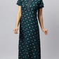 Sukanya Women's Floral Lounge Wear Gown - Regular Fit, Ideal for Women's, Lounge Wear,  Viscose Rayon, Floral, Half Sleeves, Round, Wine, Green & Mustard