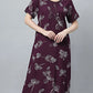 Sukanya Women's Black, Navy Blue & wine, Cotton Blend Printed Nighty - Half Sleeves, Round Neck, Long