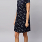Sukanya Women's Printed Lounge Wear Gown - Black, Regular Fit, Ideal For Women's, Sinker Fabric, Half Sleeves, Round Neck