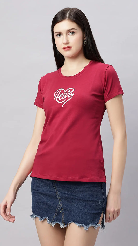 Lunica Women's  Lounge Wear  Seprate Top  - Red , Looper Lycra, Regular Fit, Ideal For Women's, Lounge Wear, Half Sleeve, Round Neck