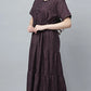 Sukanya Comfortable Women's Full Length Cotton Blend Half Sleeves Nighty, Blue, coffee & Wine, Soft and Elegant Print Sleepwear