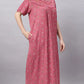 Sukanya Comfortable Women's Full Length Cotton Blend Half Sleeves Nighty, Soft and Elegant Print Sleepwear