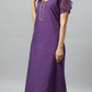 Sukanya Women's Embroidered Poly Cotton Lounge Wear Gown -  Regular Fit, Ideal For Women's, Lounge Wear, Half Sleeves, Round Neck