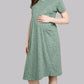 Sukanya Women's Cotton  Calf Length Maternity Nighty / Green Printed Half Sleeves Round Neck