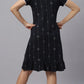 Sukanya  Women's Printed Lounge Wear Gown - Navy, Regular Fit, Ideal for Women's, Sinker Fabric, Half Sleeves, Round Neck