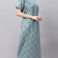 Sukanya Comfortable Women's Full Length Cotton Blend Half Sleeves Nighty, Soft and Elegant Print Sleepwear