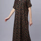 Sukanya Comfortable Women's Full Length Cotton Blend Half Sleeves Nighty, Red, Black & Blue, Soft and Elegant Print Sleepwear