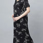 Sukanya Women's Black, Navy Blue & wine, Cotton Blend Printed Nighty - Half Sleeves, Round Neck, Long
