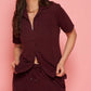 Lunica Women's Printed Sinker Nightsuit Set , Regular Fit Loungewear , Ideal for Women , Lounge Wear Nightdress Bermuda Set Sleepwear , Wine Printed Half Sleeves Round Neck