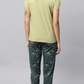 Sukanya Women's Printed Top & Pyjama Set, Regular Fit, Ideal For Lounge Wear, Pista, Sinker Fabric, Half Sleeve, Round Neck