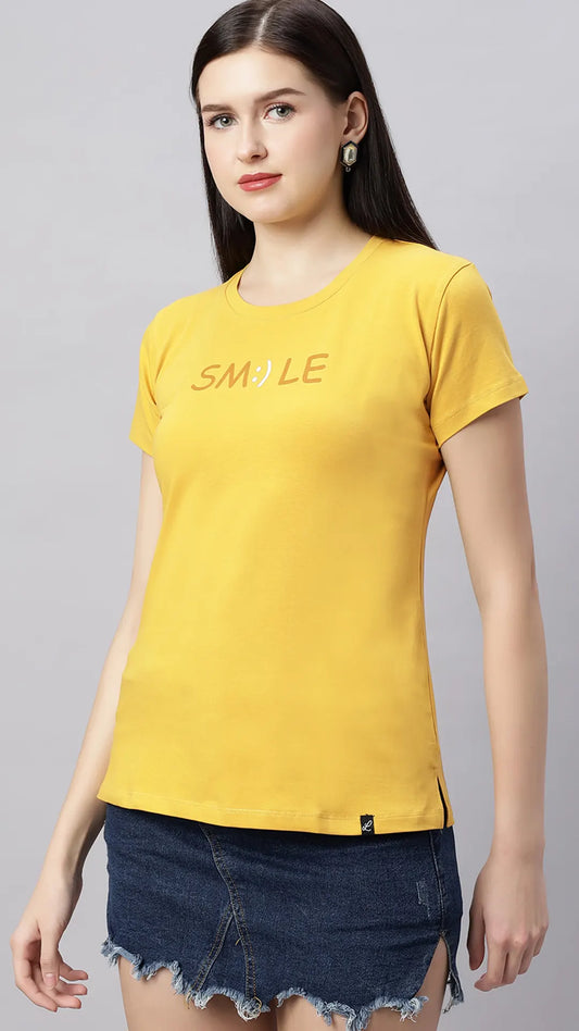 Lunica Women's  Lounge Wear  Seprate Top  - Yellow , Looper Lycra, Regular Fit, Ideal For Women's, Lounge Wear, Half Sleeve, Round Neck