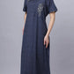 Sukanya Comfortable Women's Full Length Cotton Blend Half Sleeves Nighty, Black, Blue & Maroon, Soft and Elegant Print Sleepwear