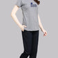Sukanya  Women's Printed Sinker Capri Set | Regular Fit Loungewear | Ideal for Women | Lounge Wear Nightdress Capri Set Sleepwear | M. Grey Printed Half Sleeves Round Neck