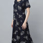 Sukanya Women's Black, Navy Blue & wine, Cotton Blend Printed Nighty - Half Sleeves, Round Neck, Long