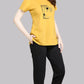 Sukanya  Women's Printed Sinker Nightsuit Set | Regular Fit Loungewear | Ideal for Women | Lounge Wear Nightdress Pyjama Set Sleepwear | Yellow Printed Half Sleeves Round Neck