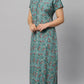 Sukanya Women's Blue Formal Lounge Wear Dress - Poly Cotton, Long, Half Sleeves