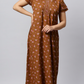 Sukanya Women's Floral Lounge Wear Gown - Regular Fit, Ideal for Women's, Lounge Wear,  Viscose Rayon, Floral, Half Sleeves, Round, Wine, Green & Mustard