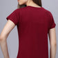 Lunica Women's  Lounge Wear  Seprate Top  - Maroon , Sinker Fabric, Regular Fit, Ideal For Women's, Lounge Wear, Half Sleeve, Round Neck