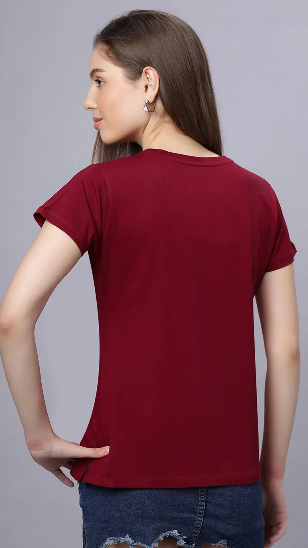 Lunica Women's  Lounge Wear  Seprate Top  - Maroon , Sinker Fabric, Regular Fit, Ideal For Women's, Lounge Wear, Half Sleeve, Round Neck