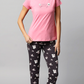 Sukanya Women's Printed Lounge Wear Top & Payjama Set - Pink, Sinker Fabric, Regular Fit, Ideal for Women's, Lounge Wear, Half Sleeve, Round Neck