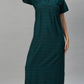 Sukanya Women's Floral Print Gown - Poly Cotton, Regular Fit, Lounge Wear, Half Sleeves, Round Neck, Wine, Green & Mustard