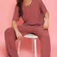 Lunica Women's Printed Sinker Nightsuit Set , Regular Fit Loungewear , Ideal for Women , Lounge Wear Nightdress Pyjama Set Sleepwear , Mauve Printed Half Sleeves Round Neck