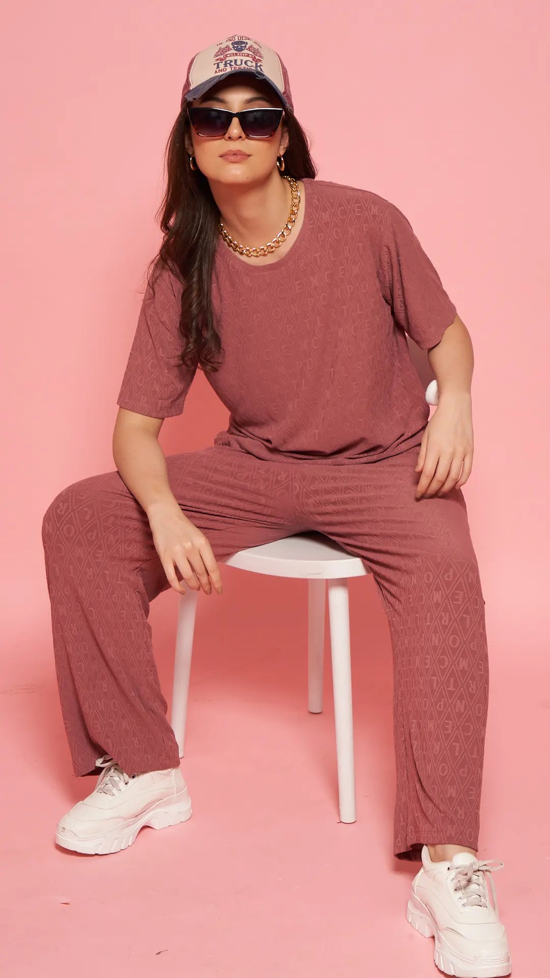Lunica Women's Printed Sinker Nightsuit Set , Regular Fit Loungewear , Ideal for Women , Lounge Wear Nightdress Pyjama Set Sleepwear , Mauve Printed Half Sleeves Round Neck