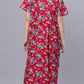 Sukanya Comfortable Women's Full Length Cotton Blend Half Sleeves Nighty, Red, Black, Magenta & Maroon, Soft and Elegant Print Sleepwear