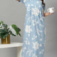 Sukanya Women's Floral Print Lounge Wear Gown -  Poly Cotton, Regular Fit, Half Sleeves, Round Neck, Light Purple, Light Green & Sky Blue