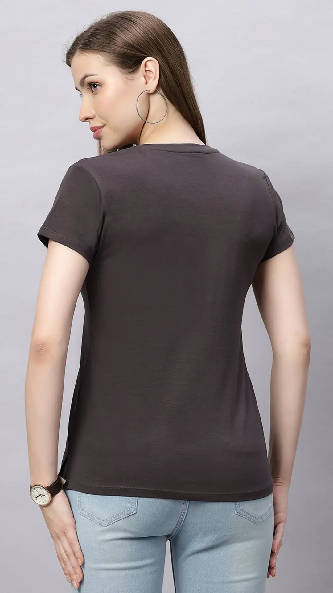 Lunica Women's  Lounge Wear  Seprate Top  -  Gray, Looper Lycra, Regular Fit, Ideal For Women's, Lounge Wear, Half Sleeve, Round Neck
