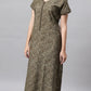 Sukanya Women's Printed Poly Cotton Lounge Wear Gown - Brown, Regular Fit, Ideal For: Women's, Occasion: Lounge Wear, Sleeve Type: Half Sleeves, Collar Type: V-neck