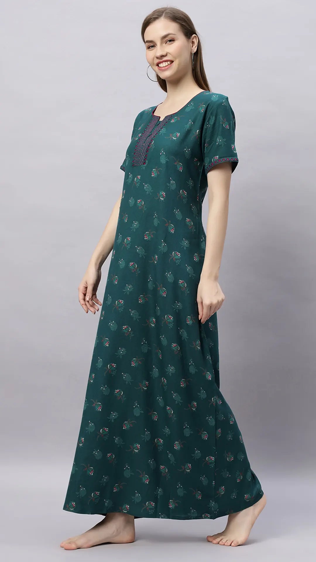 Sukanya Floral Printed Maxi Gown | Women's Stylish Lounge Wear