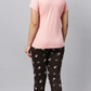 Sukanya Women's Printed Lounge Wear Top & Pyjama Set - Pink, Regular Fit, Ideal for Women's, Lounge Wear, Sinker Fabric, Half Sleeve, Round Neck