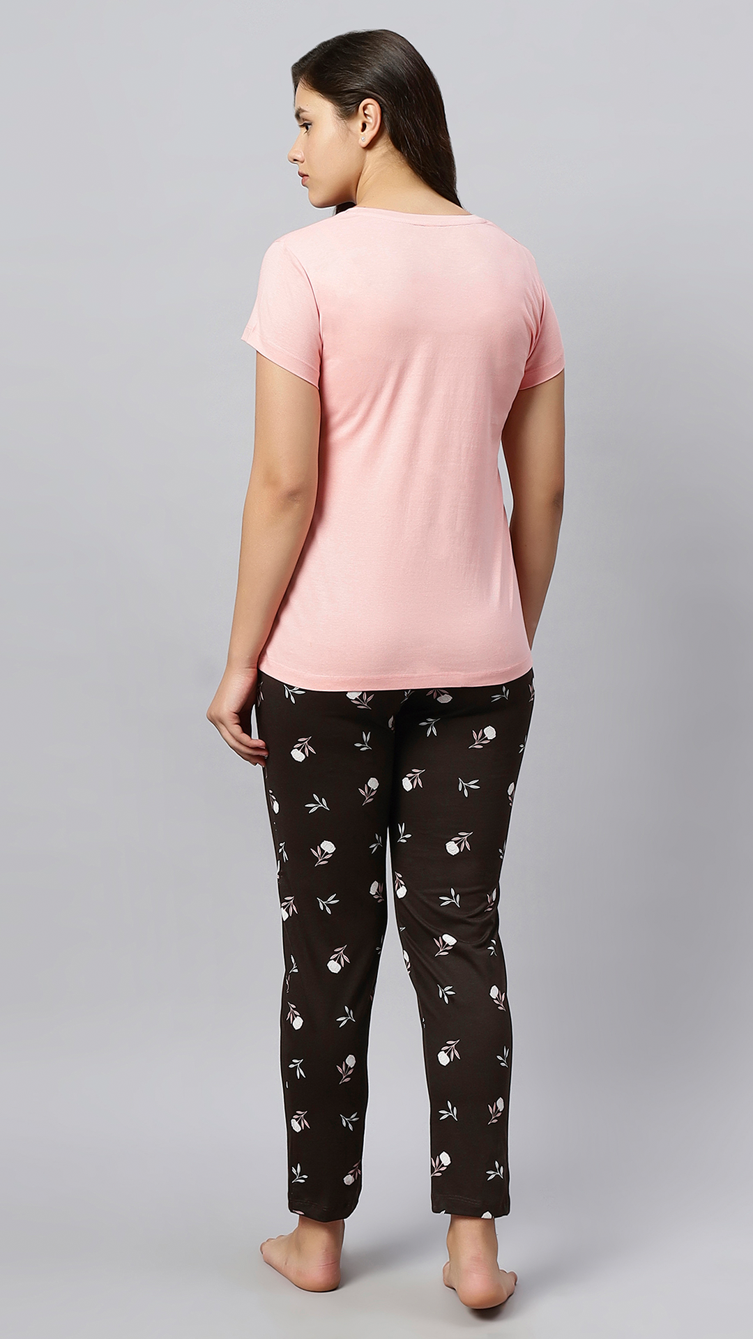 Sukanya Women's Printed Lounge Wear Top & Pyjama Set - Pink, Regular Fit, Ideal for Women's, Lounge Wear, Sinker Fabric, Half Sleeve, Round Neck