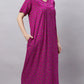 Sukanya Comfortable Women's Full Length Cotton Blend Half Sleeves Nighty, Soft and Elegant Print Sleepwear
