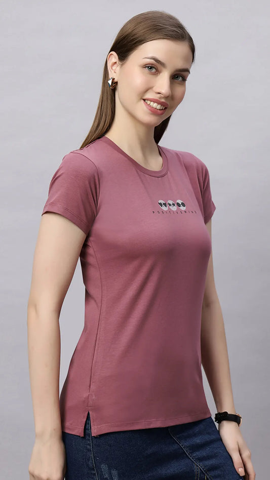 Lunica Women's  Lounge Wear  Seprate Top  - Mauve , Looper Lycra, Regular Fit, Ideal For Women's, Lounge Wear, Half Sleeve, Round Neck