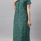 Sukanya Women's Printed Poly Cotton Lounge Wear Gown - Brown, Regular Fit, Ideal For: Women's, Occasion: Lounge Wear, Sleeve Type: Half Sleeves, Collar Type: V-neck