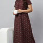 Sukanya Women's Geometrical Lounge Wear Gown - Coffee, Blue & Wine Poly Cotton, Regular Fit, Half Sleeves, Round Neck