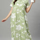Sukanya Women's Floral Print Lounge Wear Gown -  Poly Cotton, Regular Fit, Half Sleeves, Round Neck, Light Purple, Light Green & Sky Blue