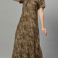 Sukanya Women's Printed Lounge Wear Gown -  Regular Fit, Ideal For: Women's, Occasion Type: Lounge Wear, Fabric Type: Viscose Polyster, Sleeve Type: Half Sleeves, Color: Mustard, Collar: V neck