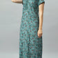 Sukanya Women's Blue, Green & Red, Floral Printed Poly Cotton Lounge Wear Gown - Regular Fit, V-neck, Half Sleeves