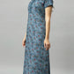 Sukanya Women's Blue, Green & Red, Floral Printed Poly Cotton Lounge Wear Gown - Regular Fit, V-neck, Half Sleeves