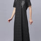 Sukanya Comfortable Women's Full Length Cotton Blend Half Sleeves Nighty, Black, Blue & Maroon, Soft and Elegant Print Sleepwear
