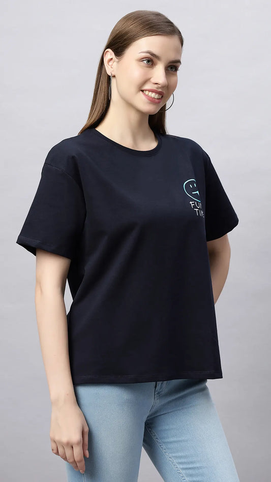 Lunica Women's  Lounge Wear  Seprate Top  - Navy , Looper Lycra, Regular Fit, Ideal For Women's, Lounge Wear, Half Sleeve, Round Neck